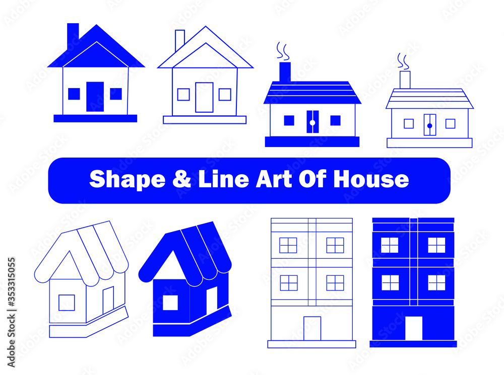House or real estate icon set, Line and shape vector art. Editable eps file available