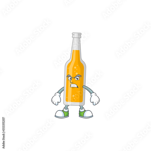 cartoon drawing of bottle of beer showing angry face