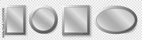 Realistic mirror set. Vector realistic mirrors set with blurry reflection
