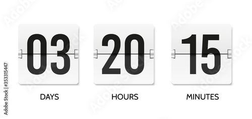 Countdown flip clock. Counter mechanical banner. Scoreboard or flipboard