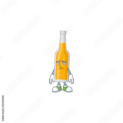 Bottle of beer Caricature design picture showing worried face