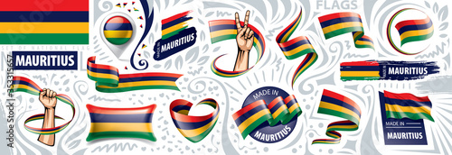 Vector set of the national flag of Mauritius in various creative designs