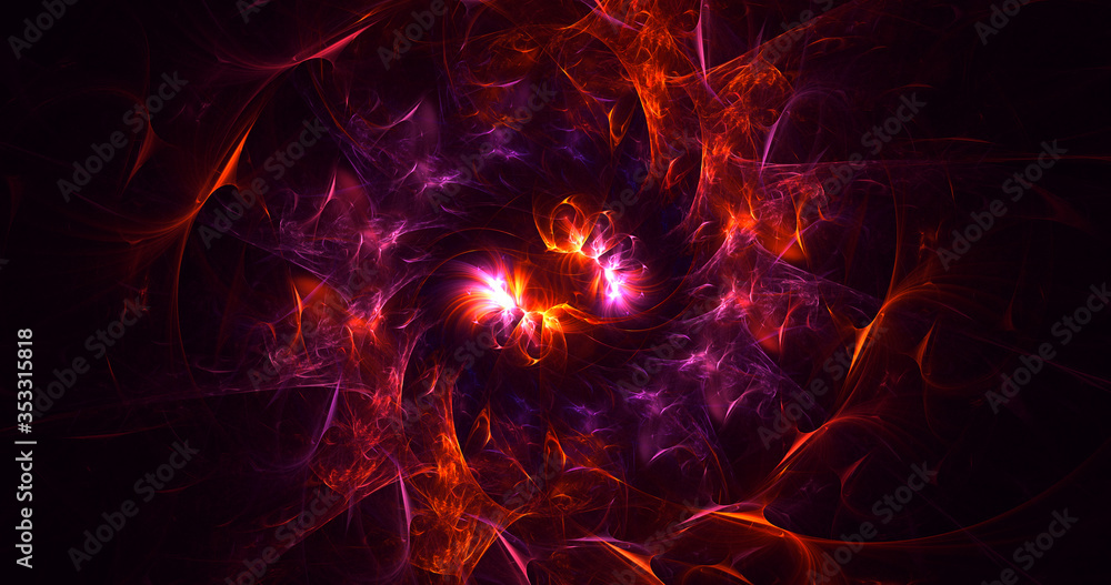 Obraz premium 3D rendering abstract red fractal light background
