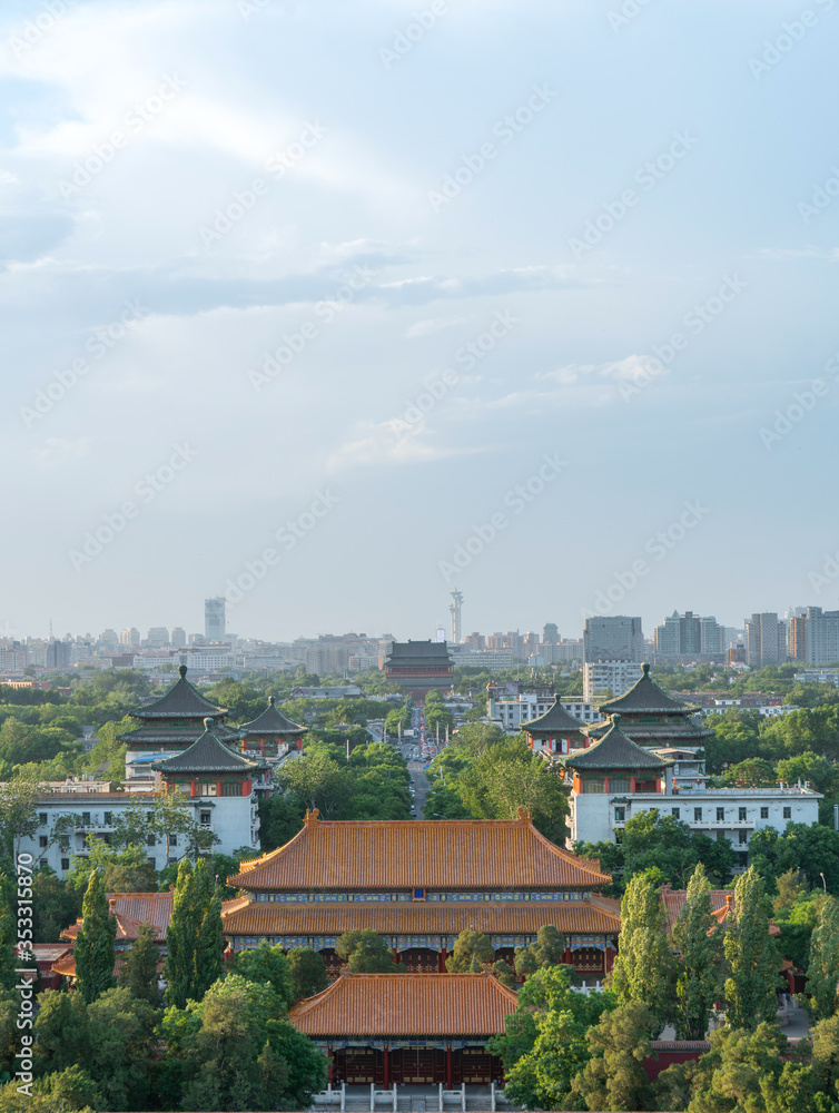 High angle view of beijing city.