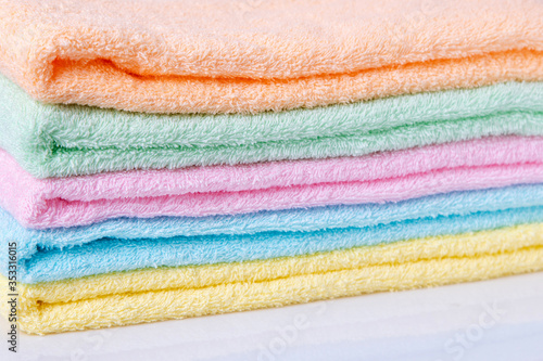 colorful of Stack on white background closeup