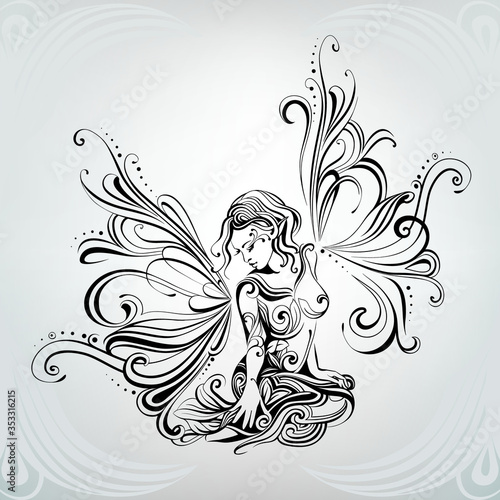 The girl the elf with wings of a butterfly