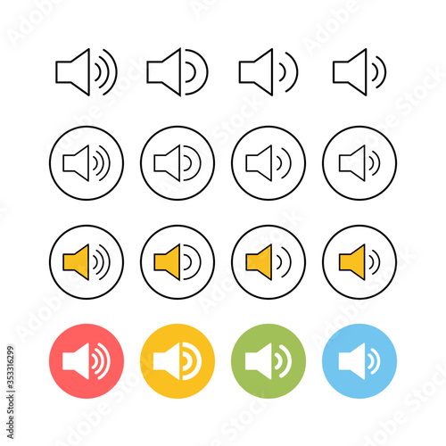 Set of Speaker icons. Volume icon. Loudspeaker icon vector. Audio. Sound