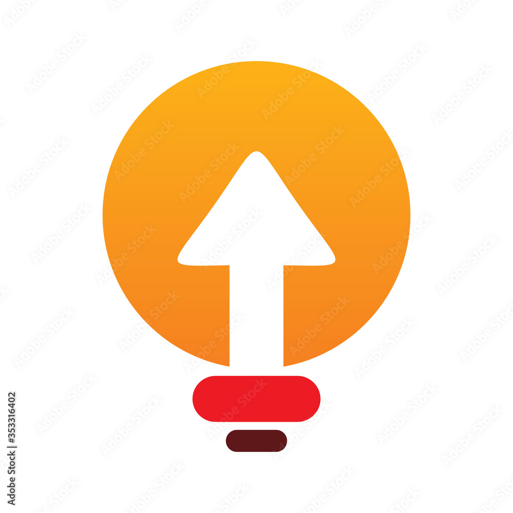 full color bulb idea arrow motion logo design
