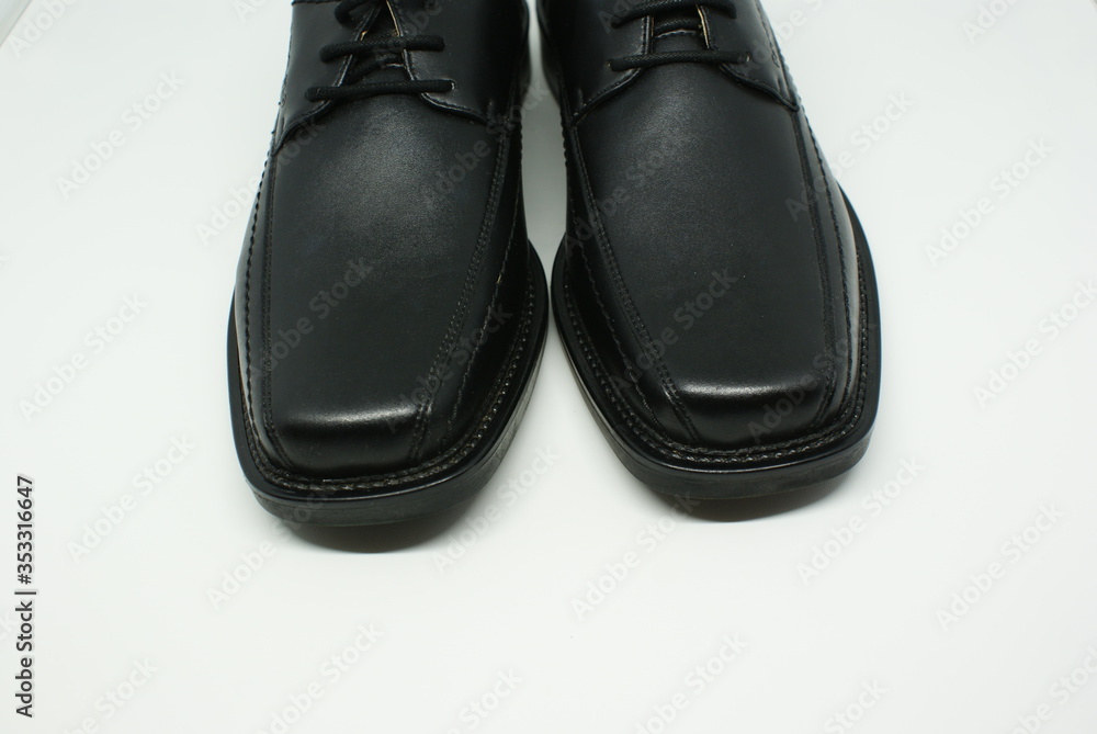 Elegant Black Leather Shoes on white background Elegant Black Leather Shoes on white background
