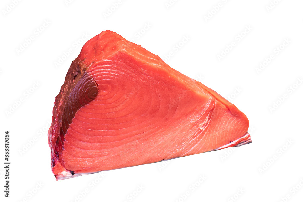 Fresh raw salmon fillets isolated on white background.