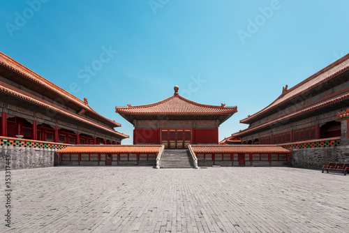 Forbidden city in Beijing China. Chinese traditional symbols.