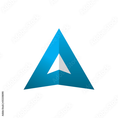 blue triangle arrow aero corner logo design