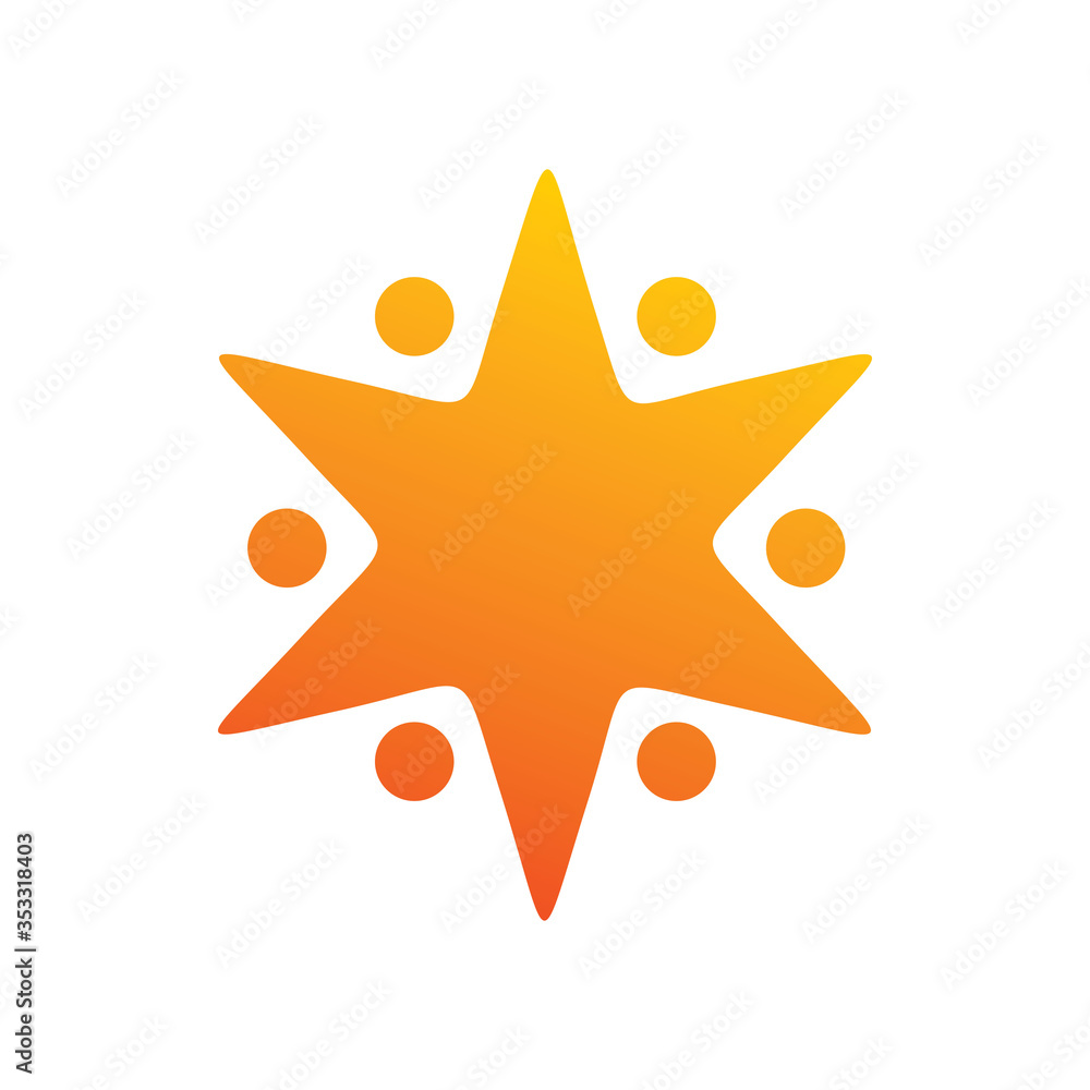 Fototapeta premium full color star people group team logo design