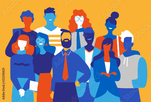 Squadra di professionisti creativi fatta di uomini e donne