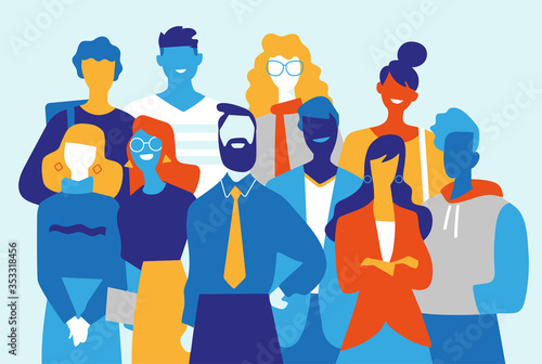 Squadra di professionisti creativi fatta di uomini e donne