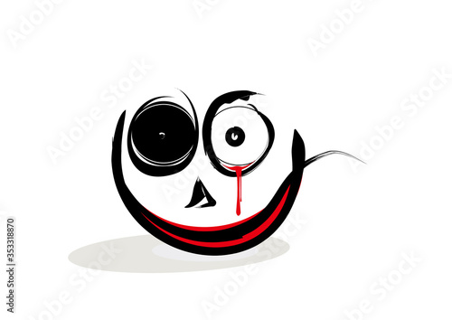 Zombie Idiot smiled on a white background in vector illustration