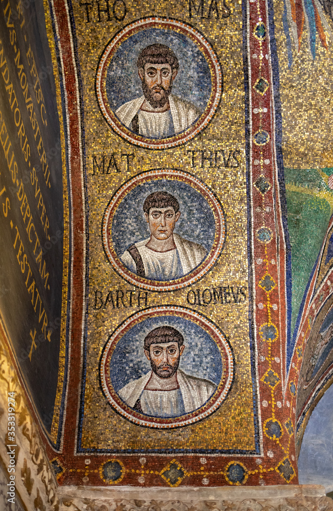  Mosaics of the Chapel of Sant Andrea or Archiepiscopal Chapel  in Ravenna, Italy. The only existing archiepiscopal chapel of the early Christian era that has been preserved intact to the present day.