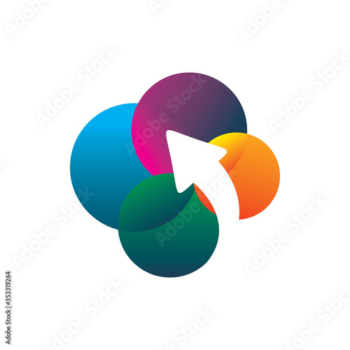 creative color circle bubble arrow motion move logo design