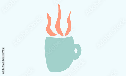 Vector illustration of tea or coffee cup. Hand drawn drawing of morning energizing drink. Template for poster, banner or print