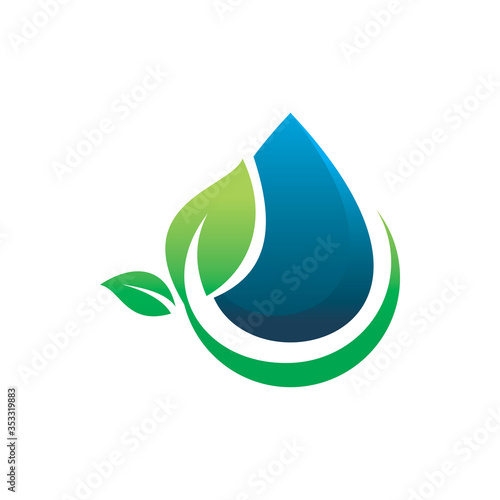 water fall nature green water leaf logo design