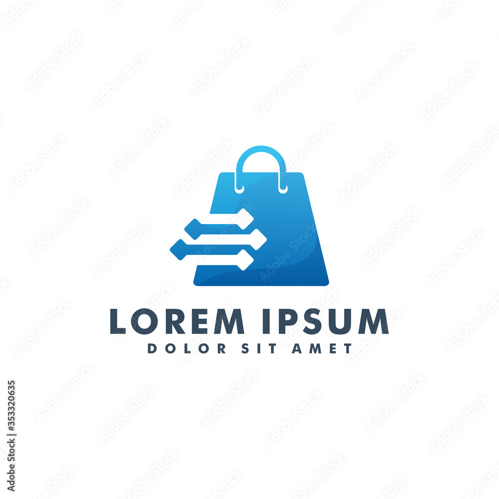 Shop logo design template. e commerce icon vector illustration