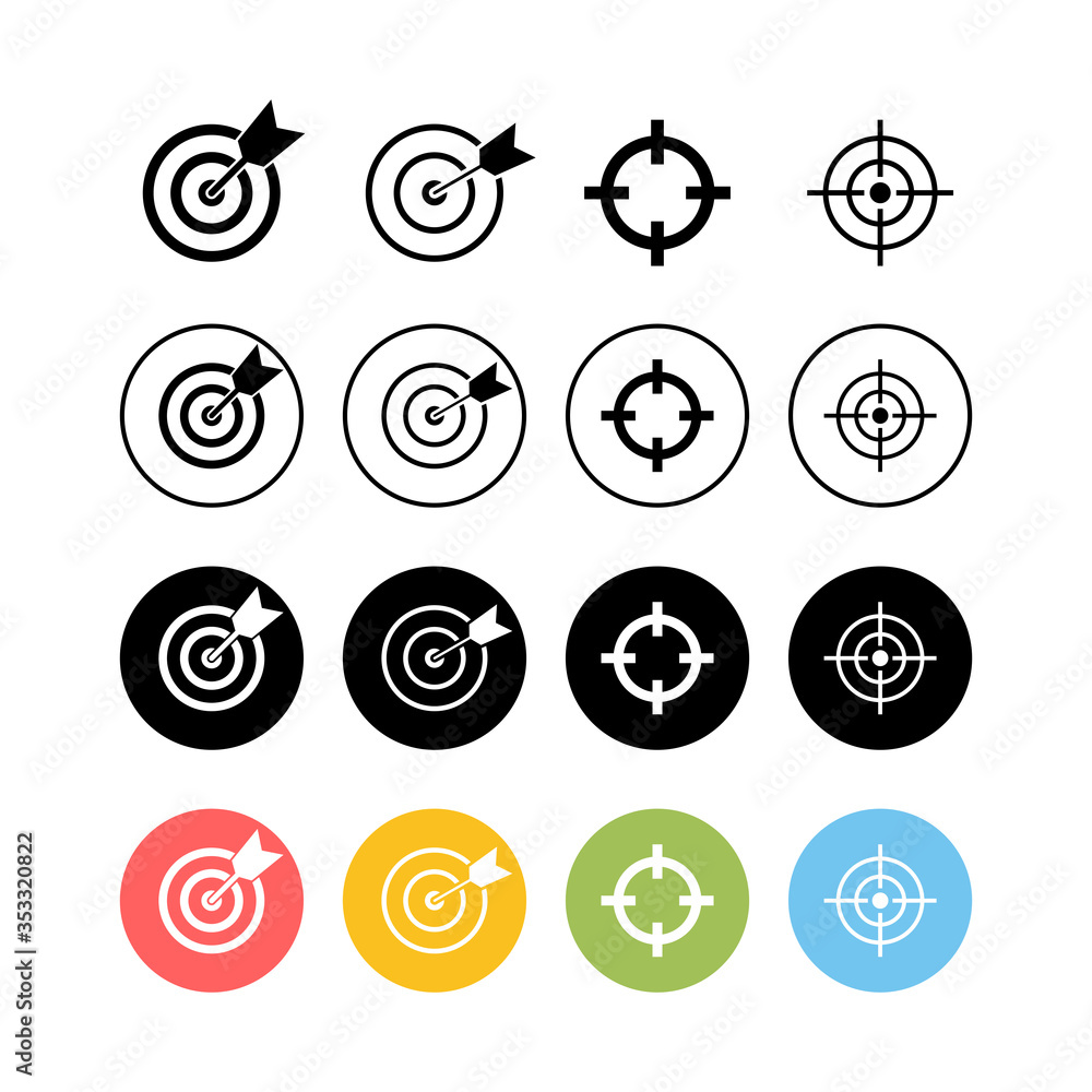 Set of Target icons. Target vector icon. goal icon. marketing target. Aim