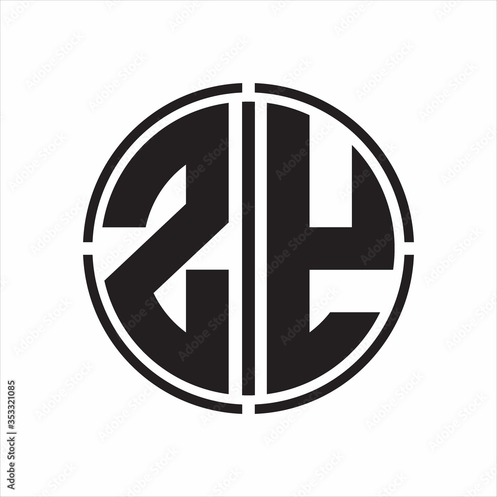 ZY Logo initial with circle line cut design template on white background ZY Logo initial with circle line cut design template on white background