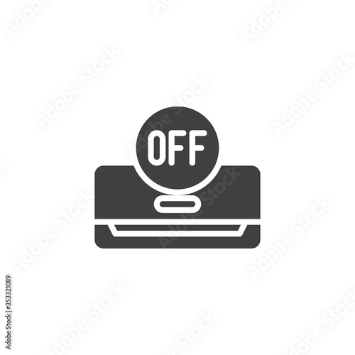 Air conditioner off mode vector icon. filled flat sign for mobile concept and web design. Cooling system off control glyph icon. Symbol, logo illustration. Vector graphics
