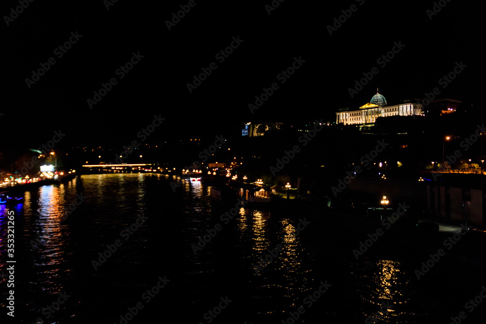 Night view on the Presidential Palace in Tbilisi, Georgia