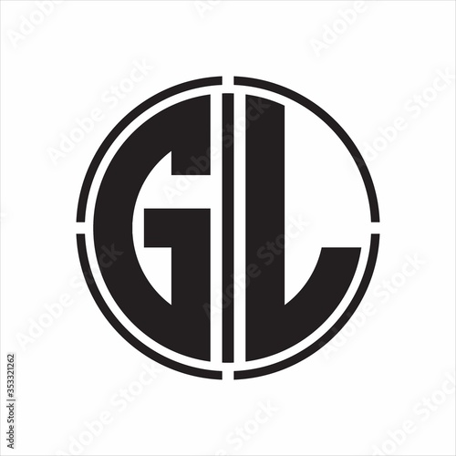GL Logo initial with circle line cut design template on white background