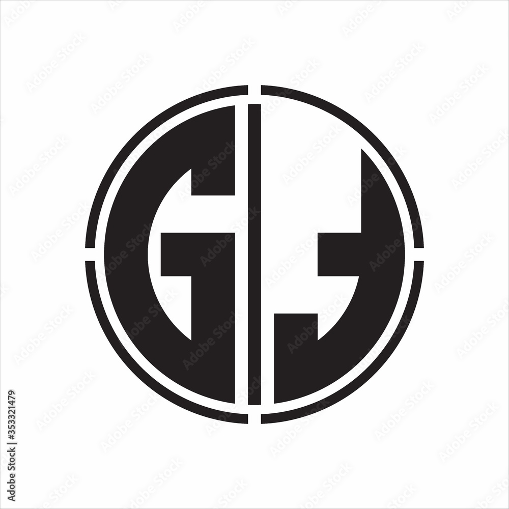 GT Logo initial with circle line cut design template on white background GT Logo initial with circle line cut design template on white background