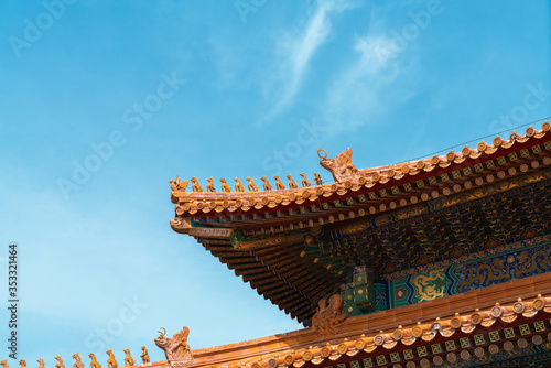 Chinese traditional eaves and watts background. © Jiva Core