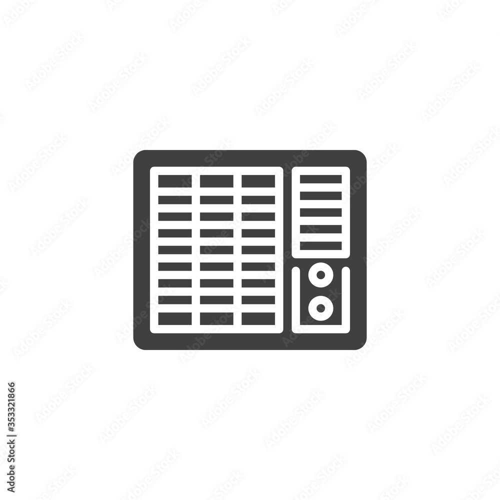 Window air conditioner vector icon. filled flat sign for mobile concept and web design. Window Unit AC glyph icon. Symbol, logo illustration. Vector graphics Window air conditioner vector icon. filled flat sign for mobile concept and web design. Window Unit AC glyph icon. Symbol, logo illustration. Vector graphics