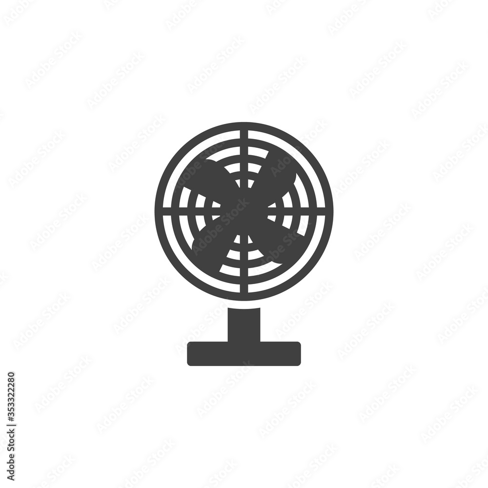Obraz premium Electric fan vector icon. filled flat sign for mobile concept and web design. Table fan, ventilator glyph icon. Symbol, logo illustration. Vector graphics