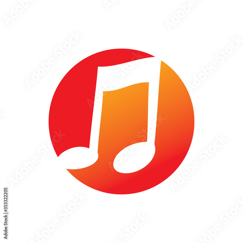 full color circle music note song logo design