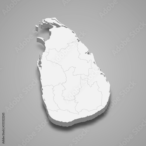 Sri Lanka 3d map with borders Template for your design