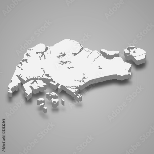 Singapore 3d map with borders Template for your design