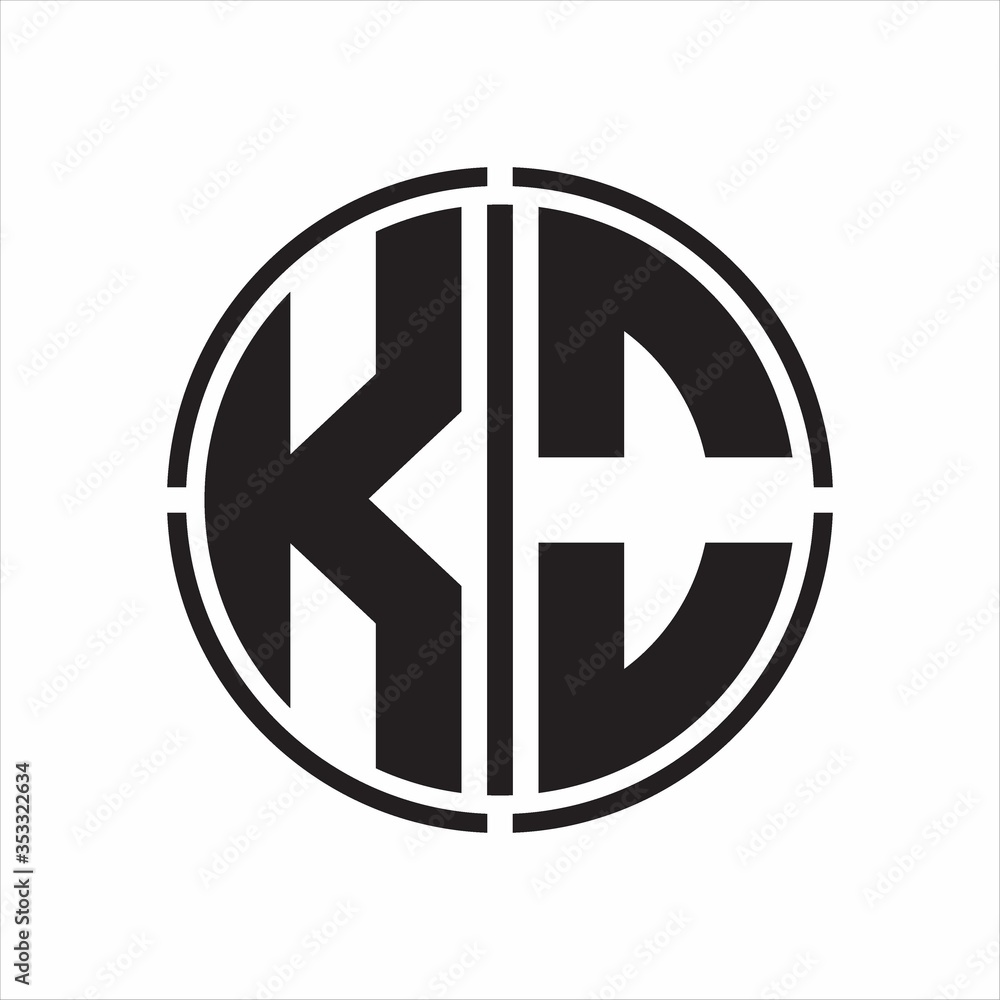 KO Logo initial with circle line cut design template on white background KO Logo initial with circle line cut design template on white background