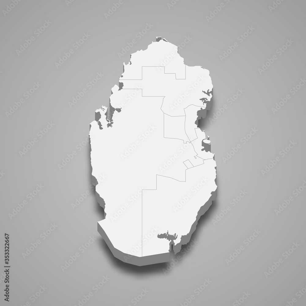 Qatar 3d map with borders Template for your design Qatar 3d map with borders Template for your design