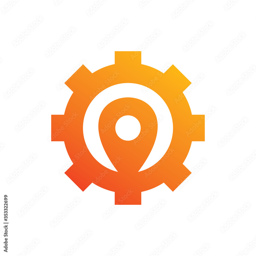 Obraz premium modern full color gear pin map logo design