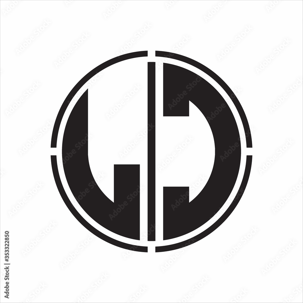 LC Logo initial with circle line cut design template on white ...