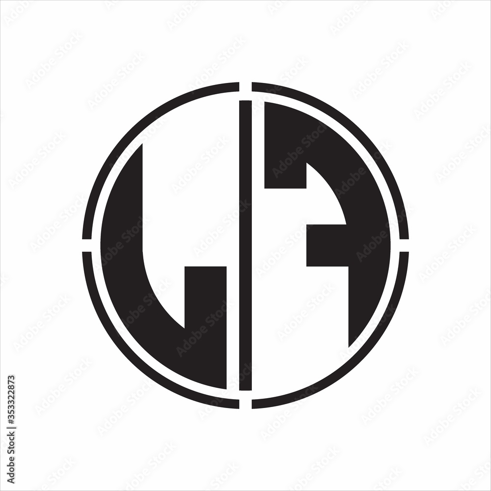 LF Logo initial with circle line cut design template on white background LF Logo initial with circle line cut design template on white background
