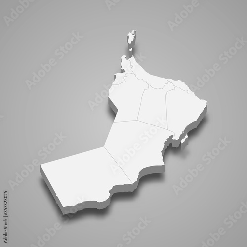 Oman 3d map with borders Template for your design