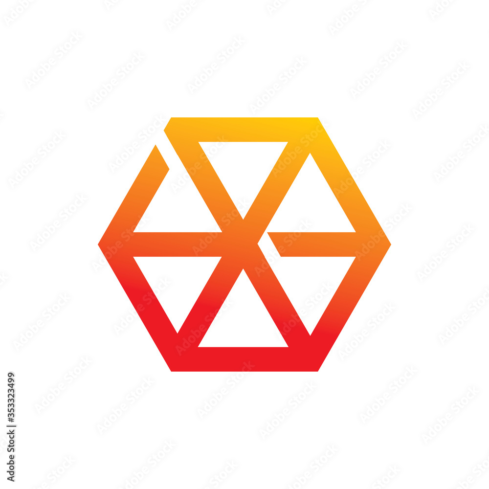 hexagon color line spin logo design hexagon color line spin logo design