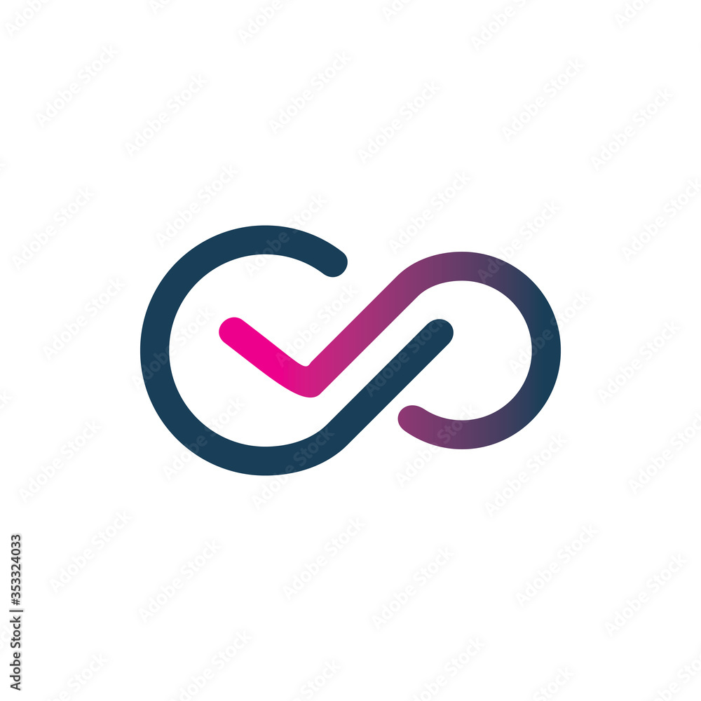 full color infinity line check logo design full color infinity line check logo design