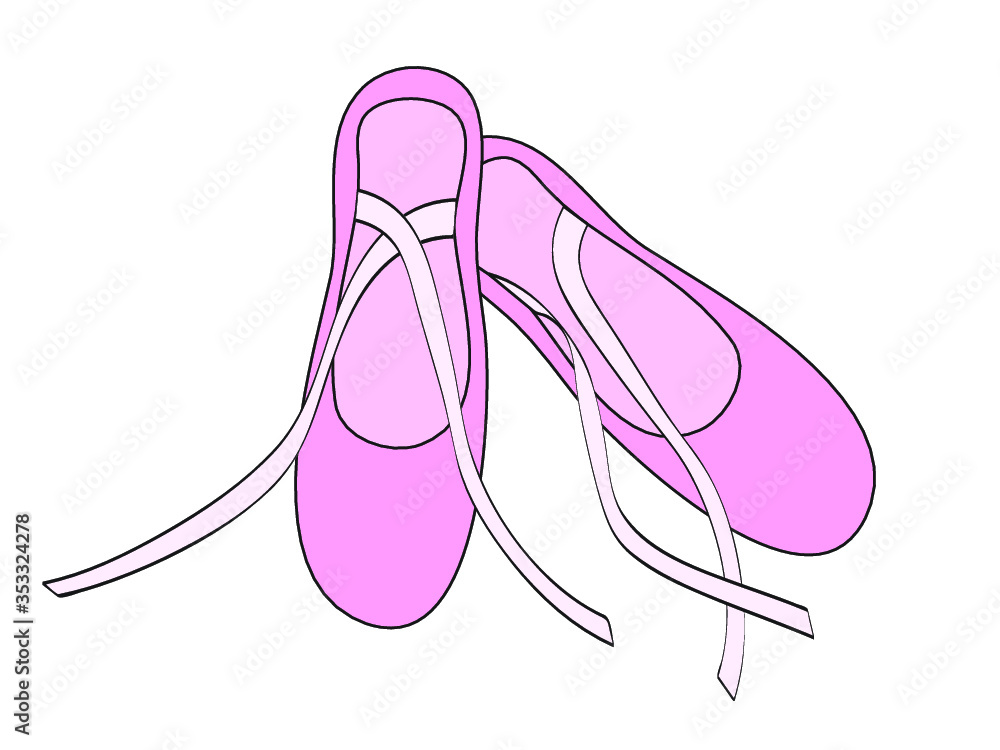 Fototapeta Pretty pink ballet shoes with long ribbon 