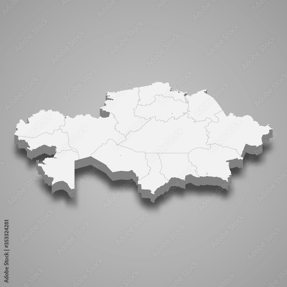 kazakhstan 3d map with borders Template for your design kazakhstan 3d map with borders Template for your design