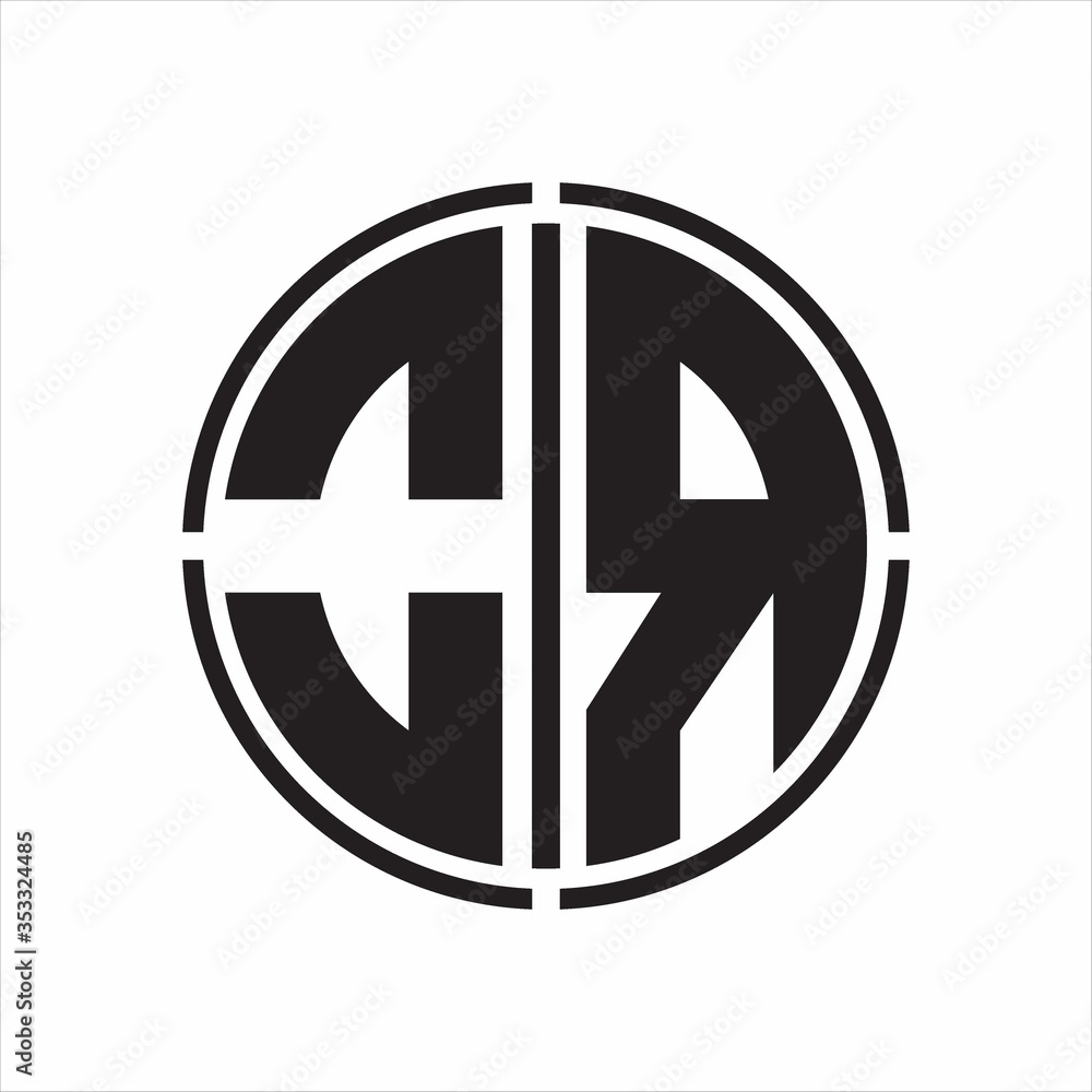 OR Logo initial with circle line cut design template on white background OR Logo initial with circle line cut design template on white background