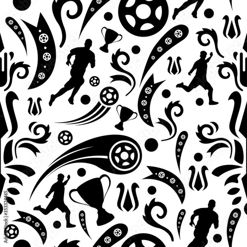 Black and white Football Soccer Pattern Background vector illustration