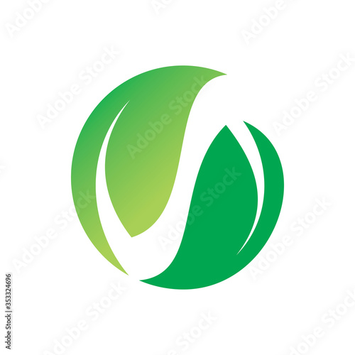 green nature leaf balance yin yang logo design